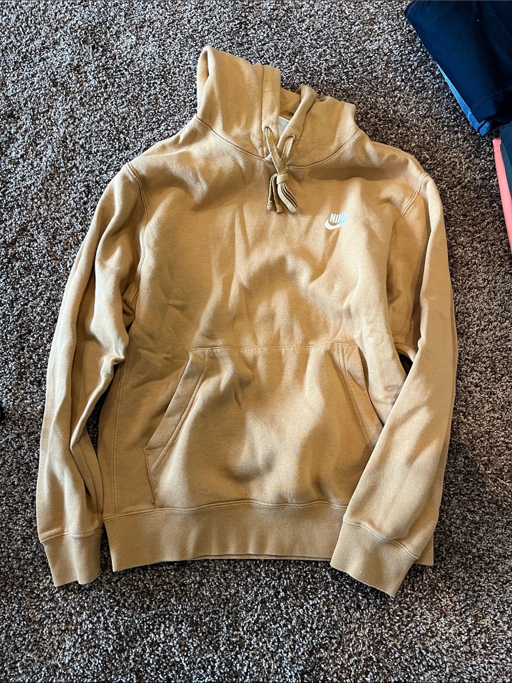 Nike Caramel/Tan Pullover Hoodie with White Logo